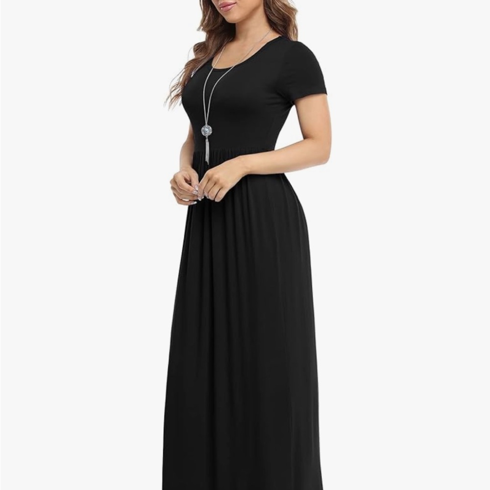 Black Fit and Flare Maxi Dress with Scoop Neck
